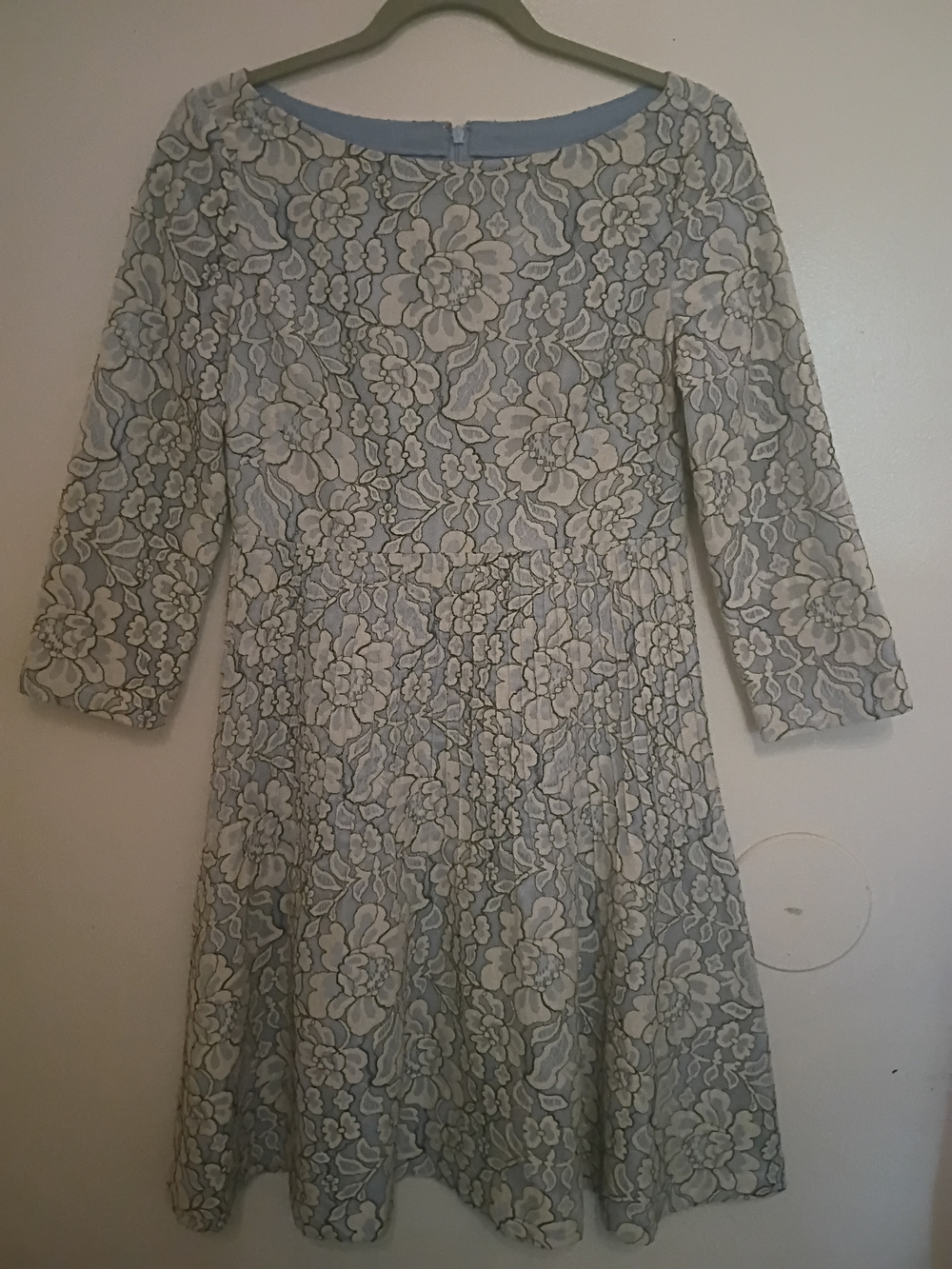 Eliza J Light Women's Blue Dress with White Floral Lace Overlay Sz 6